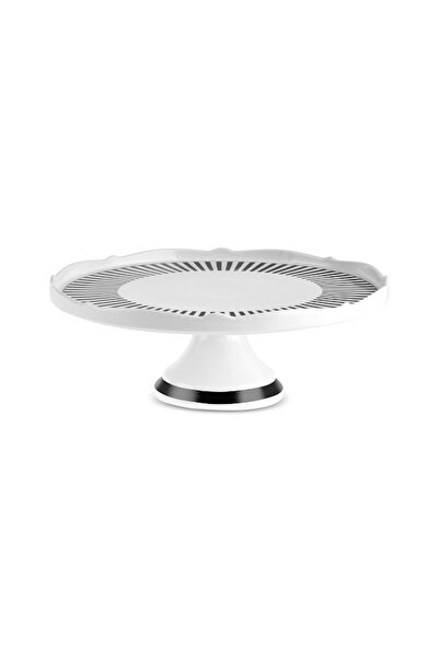 Karaca New Romantic İnce Çizgili Kek Standı 30 cm Siyah