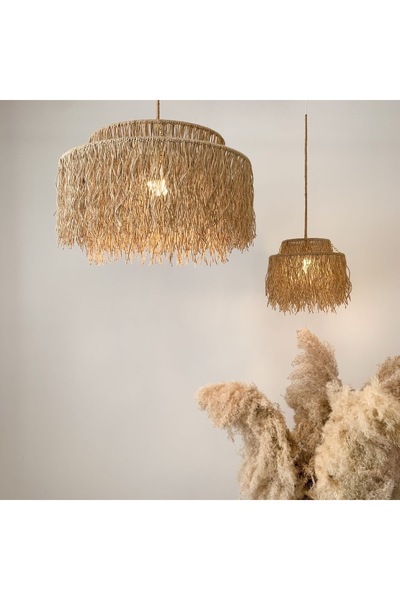 EACHTOME İki katlı hasır rustik bohem avize