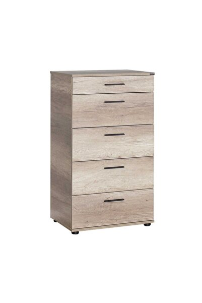 Adore Mobilya Trendline 5 Çekmeceli Şifonyer - Açık Ceviz (tori) 60x108x44 Cm...