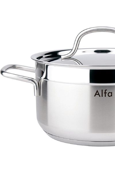 Alfa Casserole 22x12cm - 4.5 Liter Capacity -18/10 Cr-Ni Stainless Steel - Silver