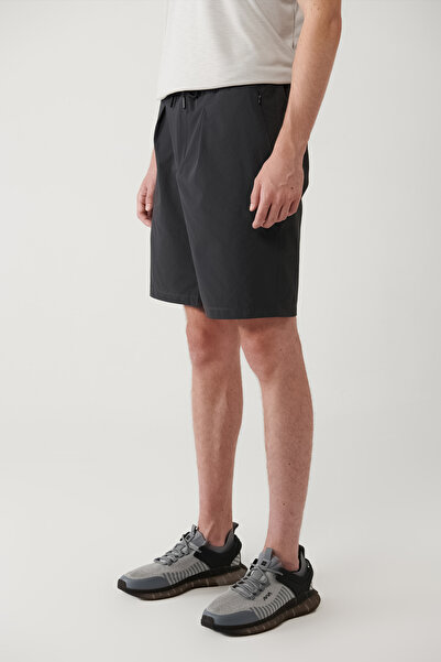 Avva Erkek Antrasit Beli Lastikli Bağcıklı Su İtici Bi-Stretch Relaxed Fit Şort A41Y3635