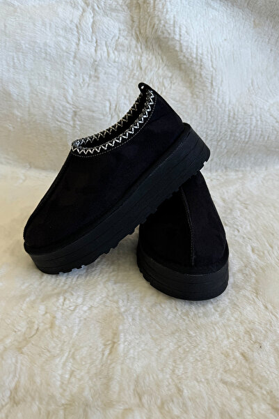 M Miel Women's Suede Wool Stripe Detail Home Slippers