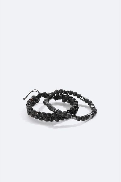 Avva Men's Black Jasper Bracelet - A41Y9603