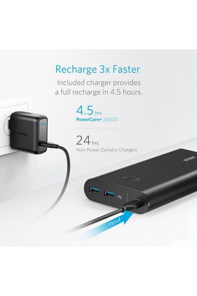 Anker PowerCore+ 45W Power Bank,  26800mAh PD, 60W Wall Charger, Black
