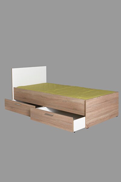 Adore Mobilya Plus Çekmeceli Tek Kişilik Karyola KRY-792-SD-2 Sonoma-Diamond Beyaz