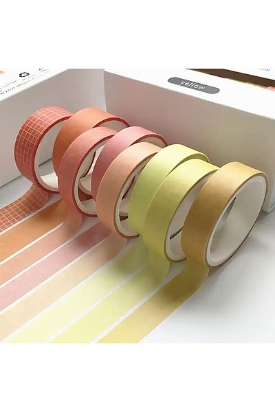 GUGUK 8 Colored Yellow Washi Tape - Sticky Note (Ggk-Pc016)