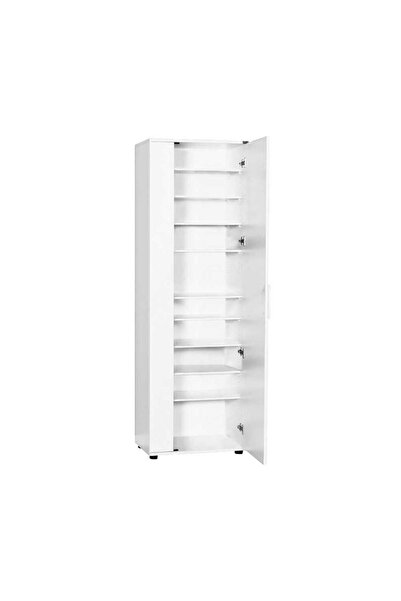 Adore Mobilya Porto 10 Raflı Kapaklı Ve Aynalı Ayakkabılık-mat Beyaz 60x187x35 Cm (gxyxd)