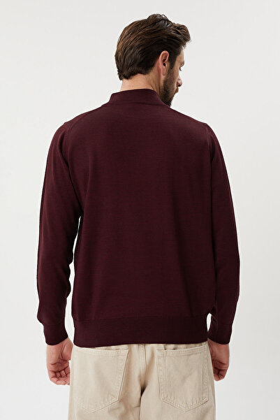 hateko Claret Red Classic Cut Men's Half Fisherman Sweater