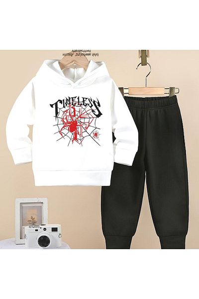 BENROMA Unisex Παιδική φόρμα γυμναστικής - Spider Web Printed, Oversize Fit