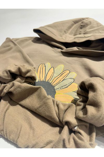 BOBBY JR KİDSWEAR Daisy Printed Hooded Sweatshirt Girl 3/9 Years