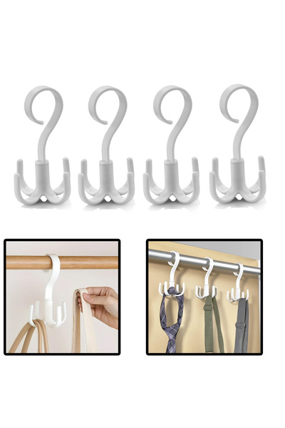 Microcase Çok Amaçlı 4 Askılı 360° Döner Başlıklı Eşya Çanta Kıyafet Tutucu A...