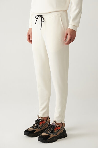 Avva Erkek Ekru Beli Lastikli Bağcıklı Fermuar Paçalı Soft Touch Regular Fit Eşofman Altı A41Y3401