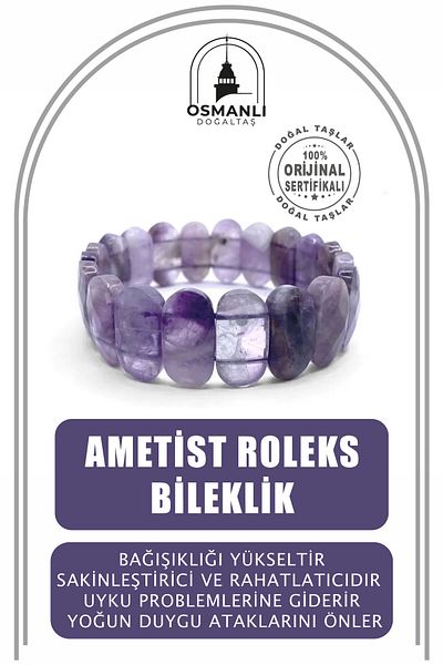 OSMANLI DOĞAL TAŞ Amethyst Natural Stone Wide Cut Rolex Bracelet