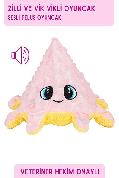 Proud Wave Double Sided Plush Octopus Dog Toy with Bell - Sound and Traction Effect