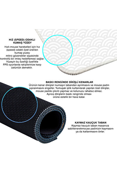 PORGE Sakura Gamer - لوحة ماوس ألعاب بيضاء مقاس 90x40 XXL، تصميم زهر الكرز