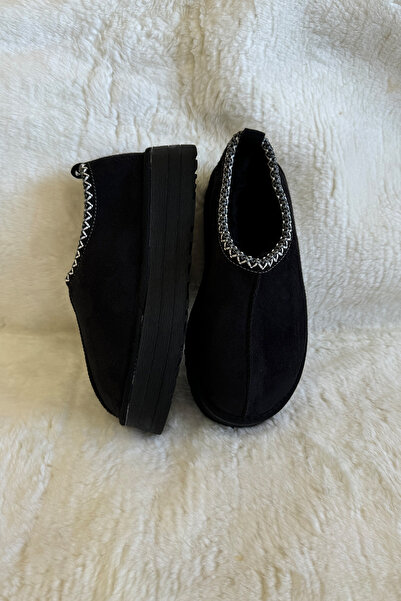 M Miel Women's Suede Wool Stripe Detail Home Slippers