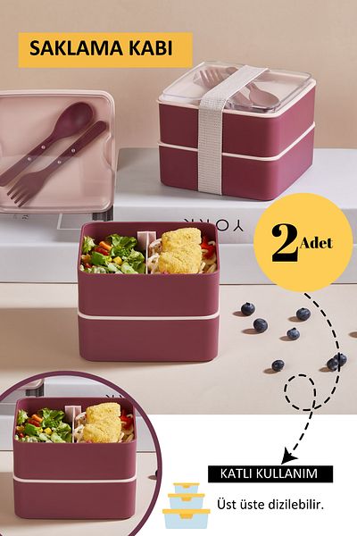polo55.sport.1855 Pink Feeding Bowl with Compartments and 2 Layers Fork and Spoon