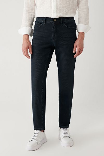 Avva Ανδρικό τζιν παντελόνι Navy Blue Antique που πλένεται A41y3510
