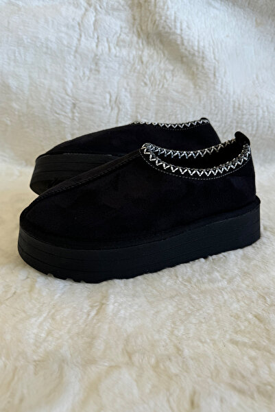 M Miel Women's Suede Wool Stripe Detail Home Slippers