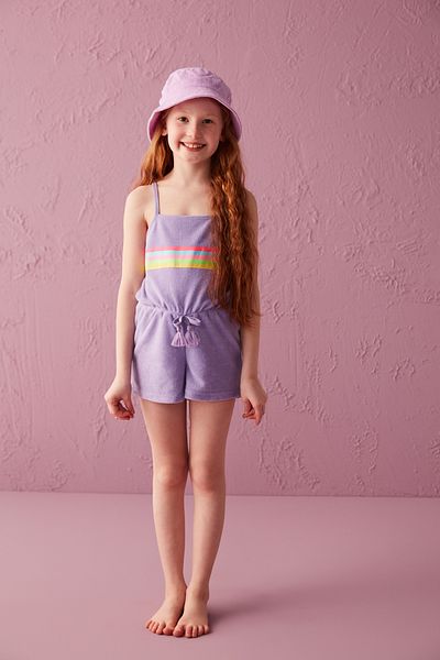 Penti Girl's Lilac Rainbow Printed Jumpsuit