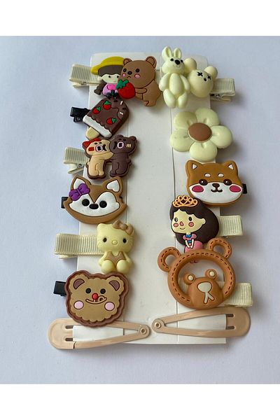 Nehir Silicone Buckle Set for Baby Girl and Child - Cream Brown
