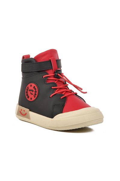 WALKWAY Black-Red Unisex Ankle Length Kids Sneakers Walkway 17-B