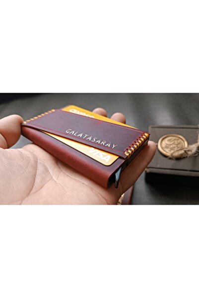 cgderi Kişiye Özel Hediyelik Hakiki Deri Mekanizmalı Kartlık Anahtarlık Galatasaray_