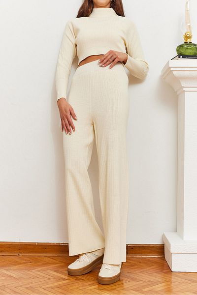 Bianco Lucci Női Crop Corded Finger részletes kötöttáru alsó-felső készlet 85001045