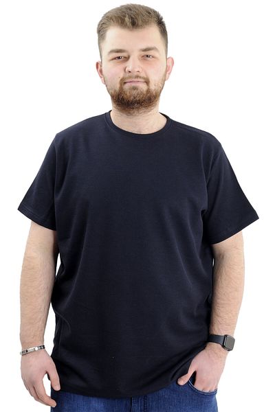 ModeXL Tricou pentru bărbați - Mod XL, Marime Plus, Decolteu Crew, WAFFLE 20033 Bleumarin