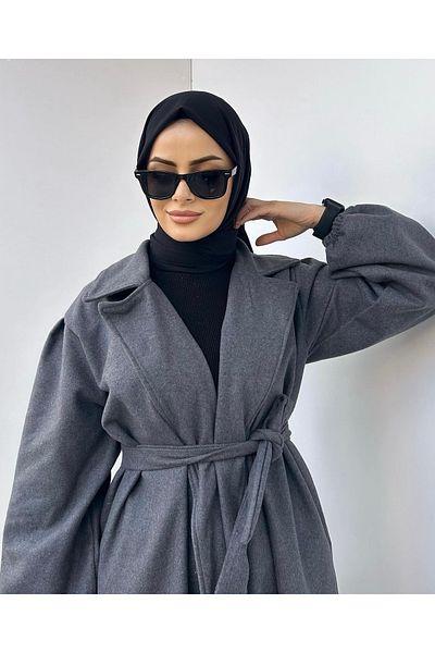 modasusev Γυναικείο παλτό Hijab με ζώνη