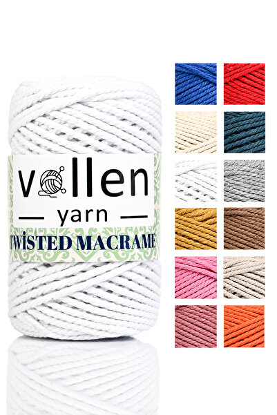 vollen yarn Premium 3 Twist Makrame, Βαμβακερό σχοινί, Three Twist Hobby Twine 250 Gr