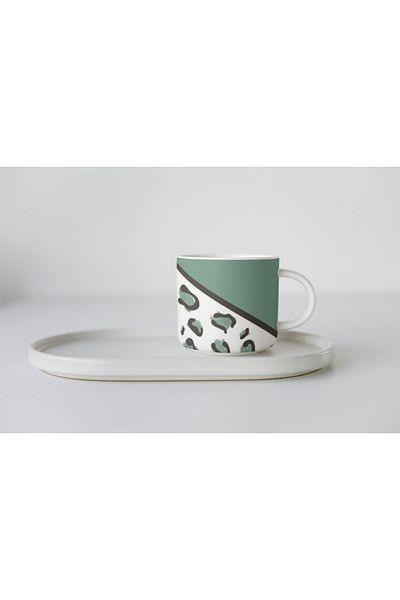EYBaskı Tasarım Nescafe Fincani - Porcelen, Colorful Leopard Patterned Print