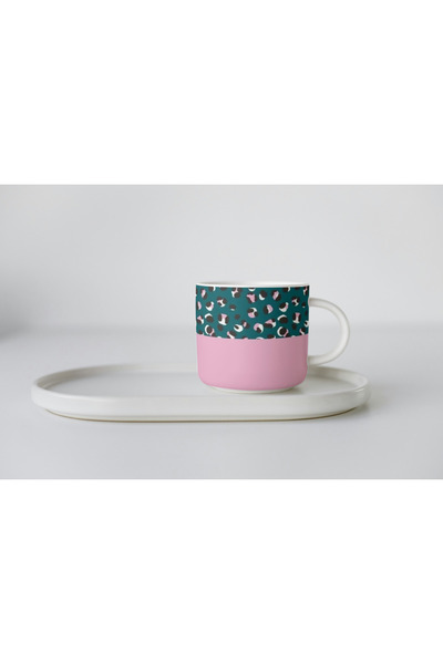 EYBaskı Tasarım Nescafe Fincani - Porcelen, Colorful Leopard Patterned Print
