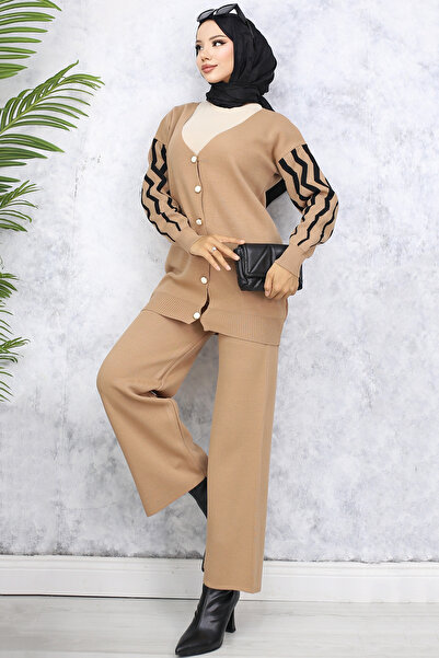 benguen Mink Patterned 4064 Sleeve Knitwear Set