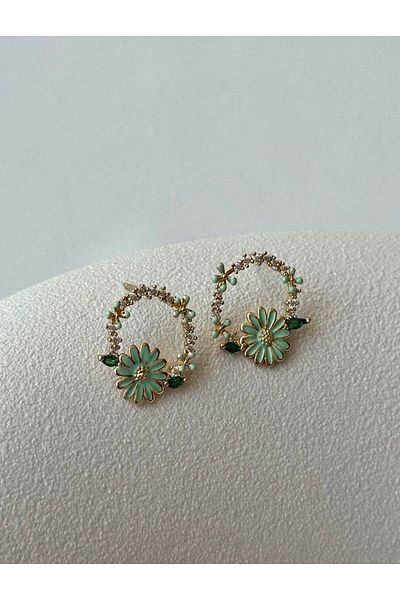 mos&more Wreath Daisy Stylish Elegant Minimal Women's Earrings