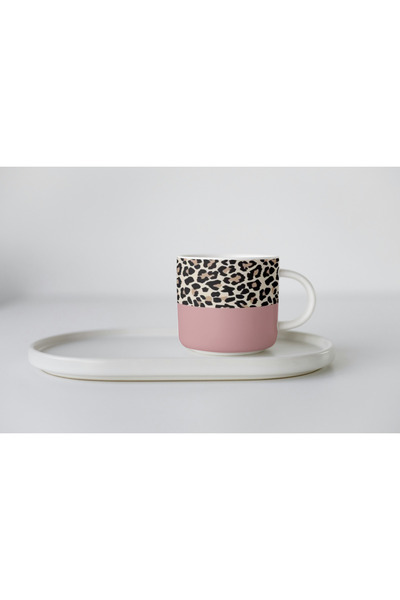 EYBaskı Tasarım Nescafe Fincani - Porcelen, Colorful Leopard Patterned Print