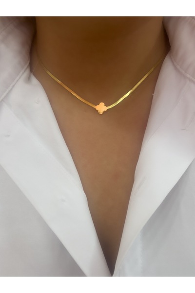 Hicrans Takı MİNİMAL YONCA MODEL İTALYAN ZİNCİR ÇELİK KOLYE