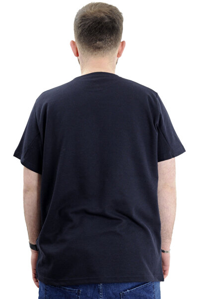 ModeXL Ανδρικό μπλουζάκι - Mode XL, μεγάλο μέγεθος, λαιμόκοψη, WAFFLE 20033 Navy