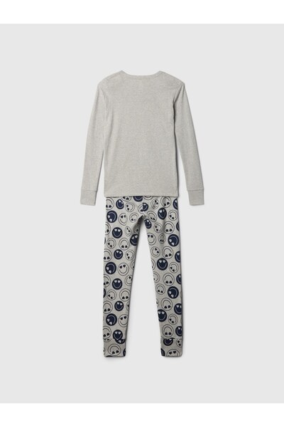 GAP Kız Çocuk Gri Organik Pamuk Grafikli Pijama Takımı