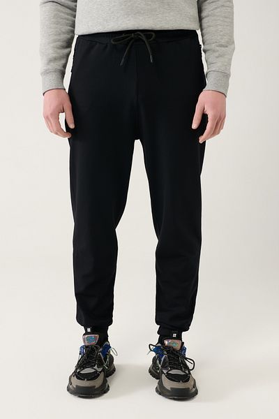 Avva Schwarzer Herren-Jogger B mit Reißverschluss 003402