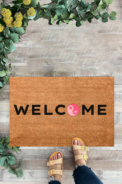KARMAT Balans Simgesi Welcome Pink Covoraș pentru interior și exterior