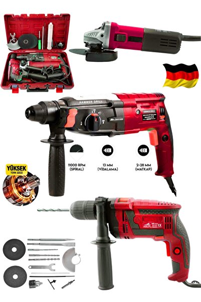 Germany Steel Profesyonel 3900F 3'Lü Set 2-28 Hilti Matkap + 13 MM Darbeli Ma...