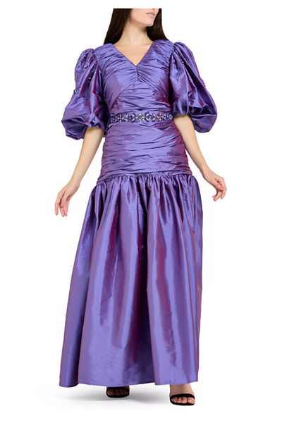 Amri Ruched taffeta long dress