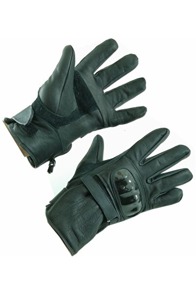 TOYGAR Deri Kışlık Motorsiklet Eldiveni Siyah Renk Carbon Desen