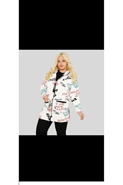 Fibula Beyaz Yazılı Peluş Polar