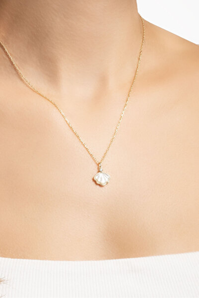 So CHIC... Deniz Kabuğu 18 Ayar Sarı Altın Kaplama 45 Cm Gümüş Kolye