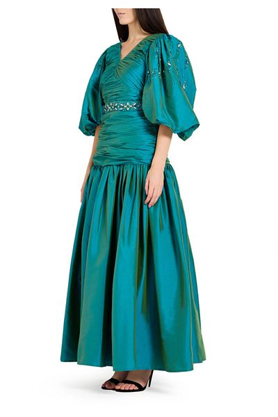 Amri Ruched taffeta long dress