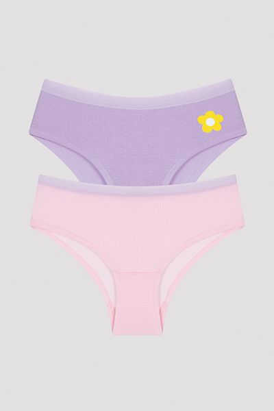Penti Chiloți hipster pentru fete, multicolori, din 2 piese, cu modele de margarete