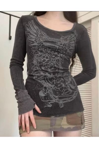 Köstebek Vintage Grunge Fairycore Rose Smoked φούτερ