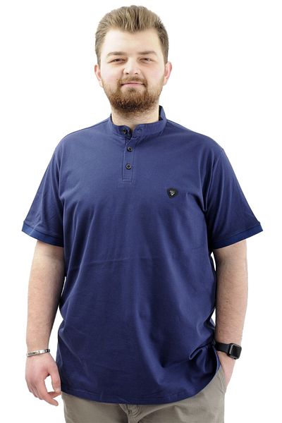 ModeXL Ανδρικό μπλουζάκι - Mode XL, Plus Size, Κομψός γιακάς, Λογότυπο Md, Indigo 22326